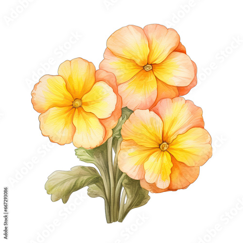 Primrose flower  isolated on white transparent PNG background