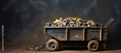 Construction waste in a large iron container made for truck transport