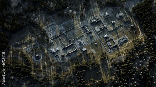 satellite photo of military base in forest