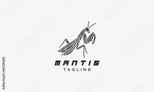 Mantis vector logo icon illustration minimalistic design