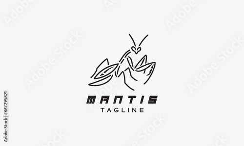 Mantis vector logo icon illustration minimalistic design