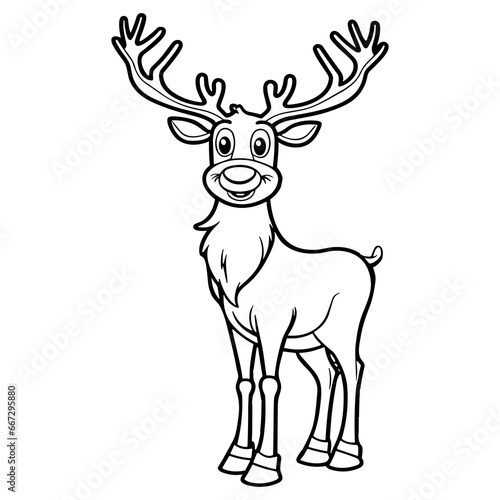 Drawing of a Cute Smiling Reindeer Coloring Page for Kids
