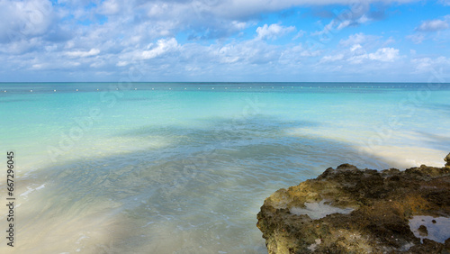 Nature landscape view of beautiful tropical beach and sea in sunny day.