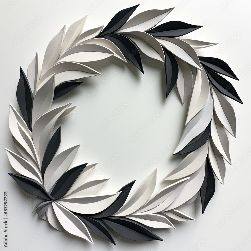 Obraz premium AI-generated illustration of a black and white wreath. MidJourney.