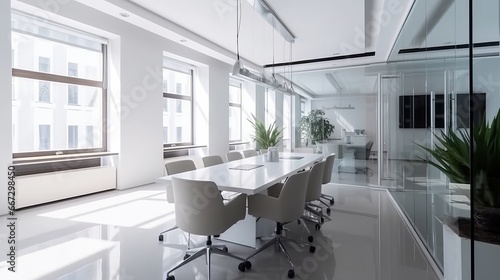 White empty modern conference room. Modern furnished conference room beautifully designed.Meeting room in office. Designer concept