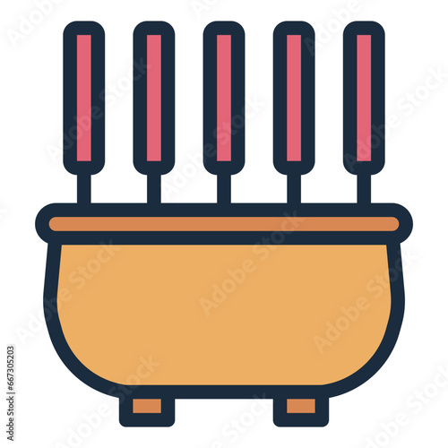 Incense color filled line icon