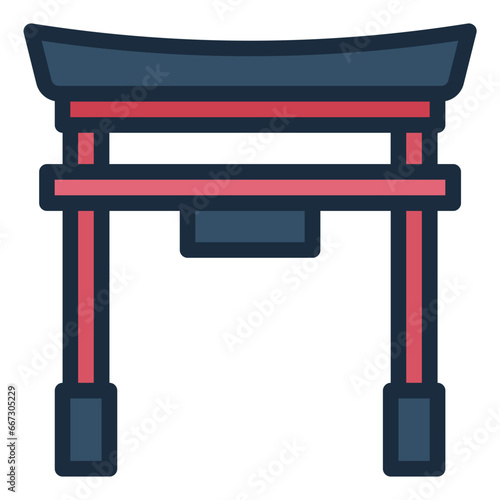 Torii Gate color filled line icon