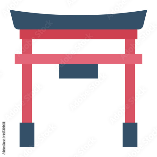 Torii Gate color flat icon