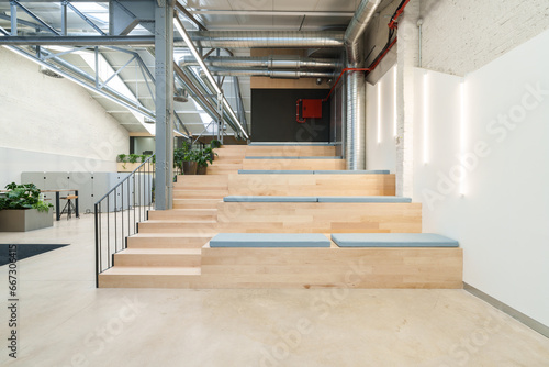 Tiered seating in Madrid coworking space