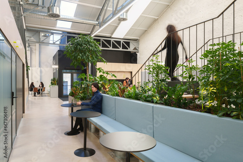 Green interior in Madrid coworking space