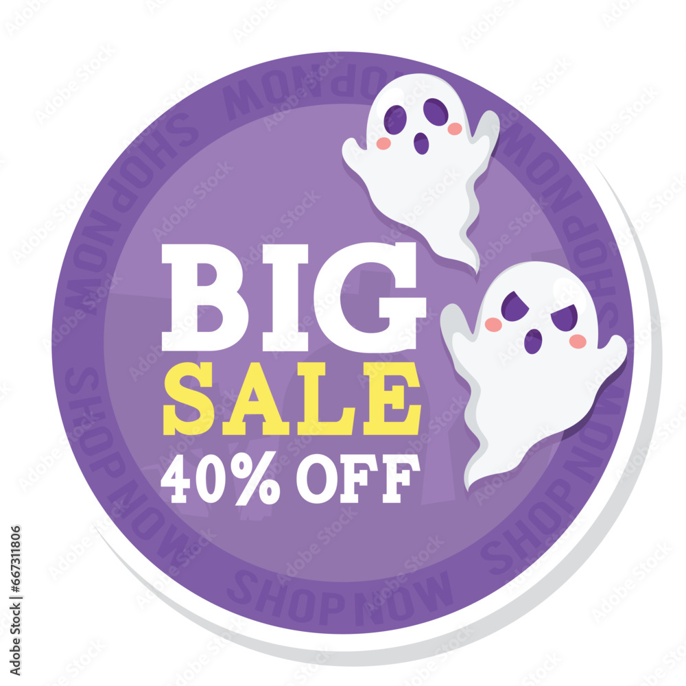 Fototapeta premium Halloween discount sticker Creepy label Vector