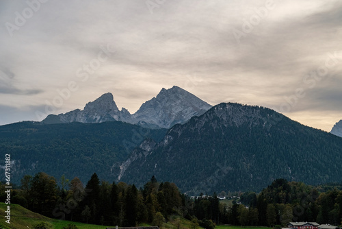 Bavaria mountains in the cloudy morning