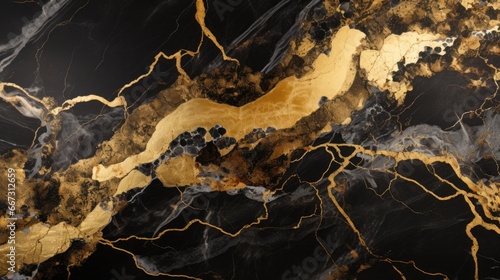 Gold and black marble abstract background