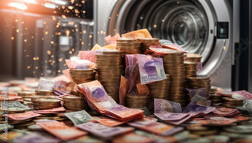Cash in the form of banknotes and coins is available for money laundering photo