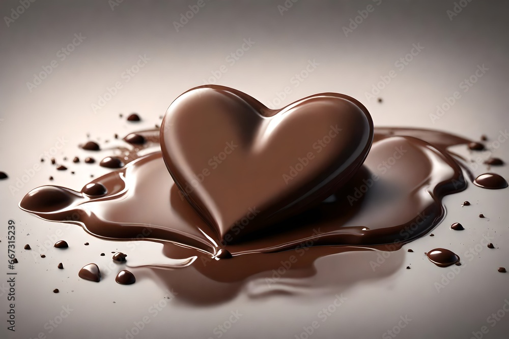 splash heart shaped chocolate, generative AI splash heart shaped chocolate, generative AI