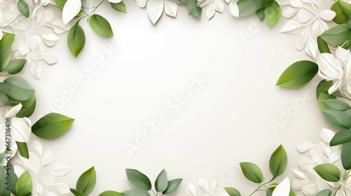 Nature background, abstract white frame in the leaves