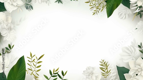 Nature background, abstract white frame in the leaves © Ahtesham