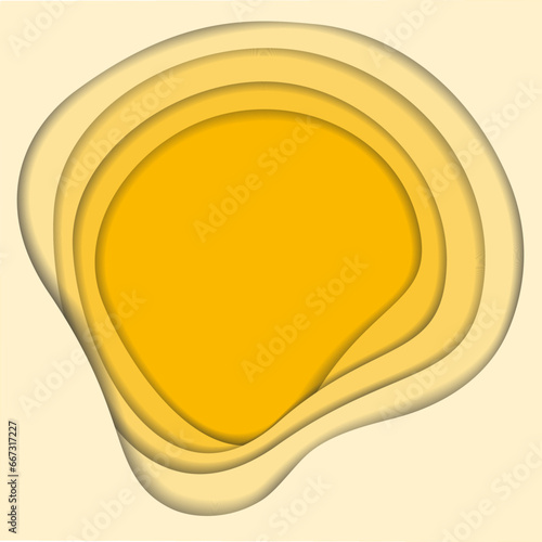 Paper cut background of wave lines in trendy summer yellow shade. Copy space. Template for lettering