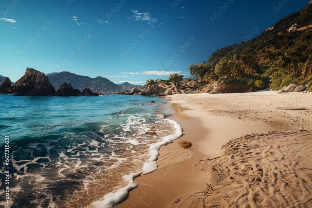 beautiful sand beach, with turquoise water beautiful sand beach, with turquoise water