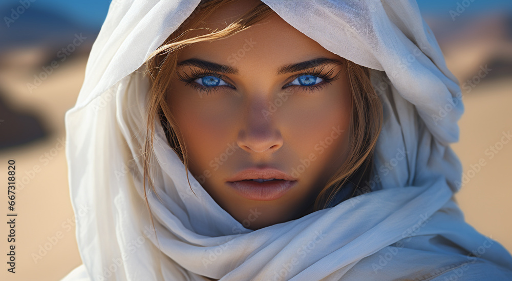 Princess of Persia, desert sands, young attractive girl in traditional