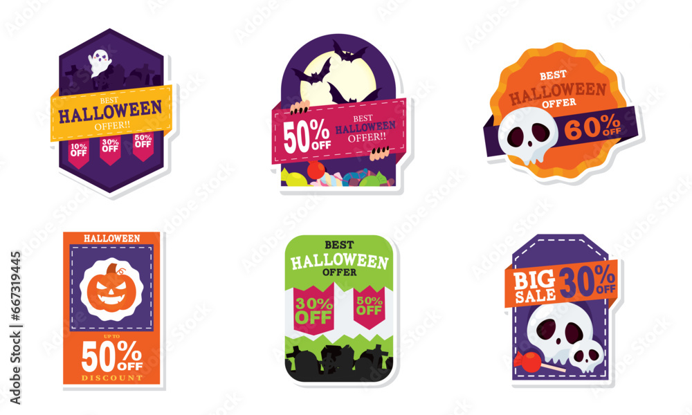 Set of halloween discount stickers Vector