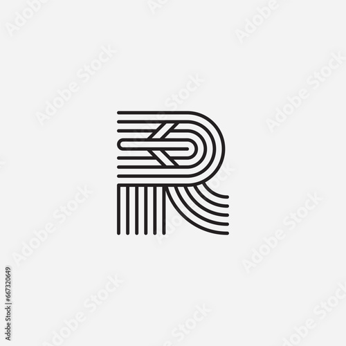 Letter R plane logo design illustration vector template