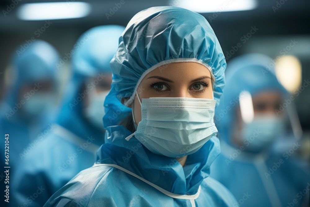 A lab technician in a protective suit handling flu virus samples in a high-tech laboratory. A lab technician in a protective suit handling flu virus samples in a high-tech laboratory.