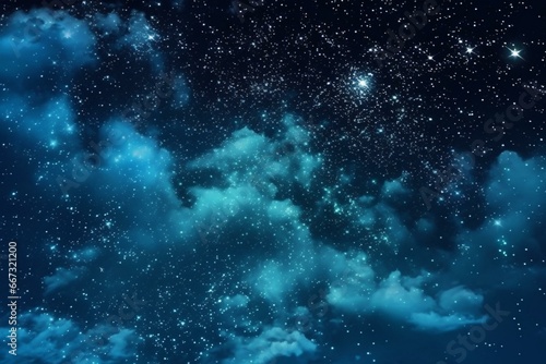 A dark blue night sky filled with sparkling stars. Generative AI