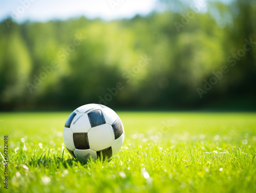 A closeup of a soccer ball on a vibrant green field, captured in photo 00008 02 rl.
