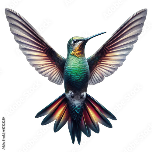 Whimsical Delicate Hummingbird in Flight, GENERATIVE AI © faical