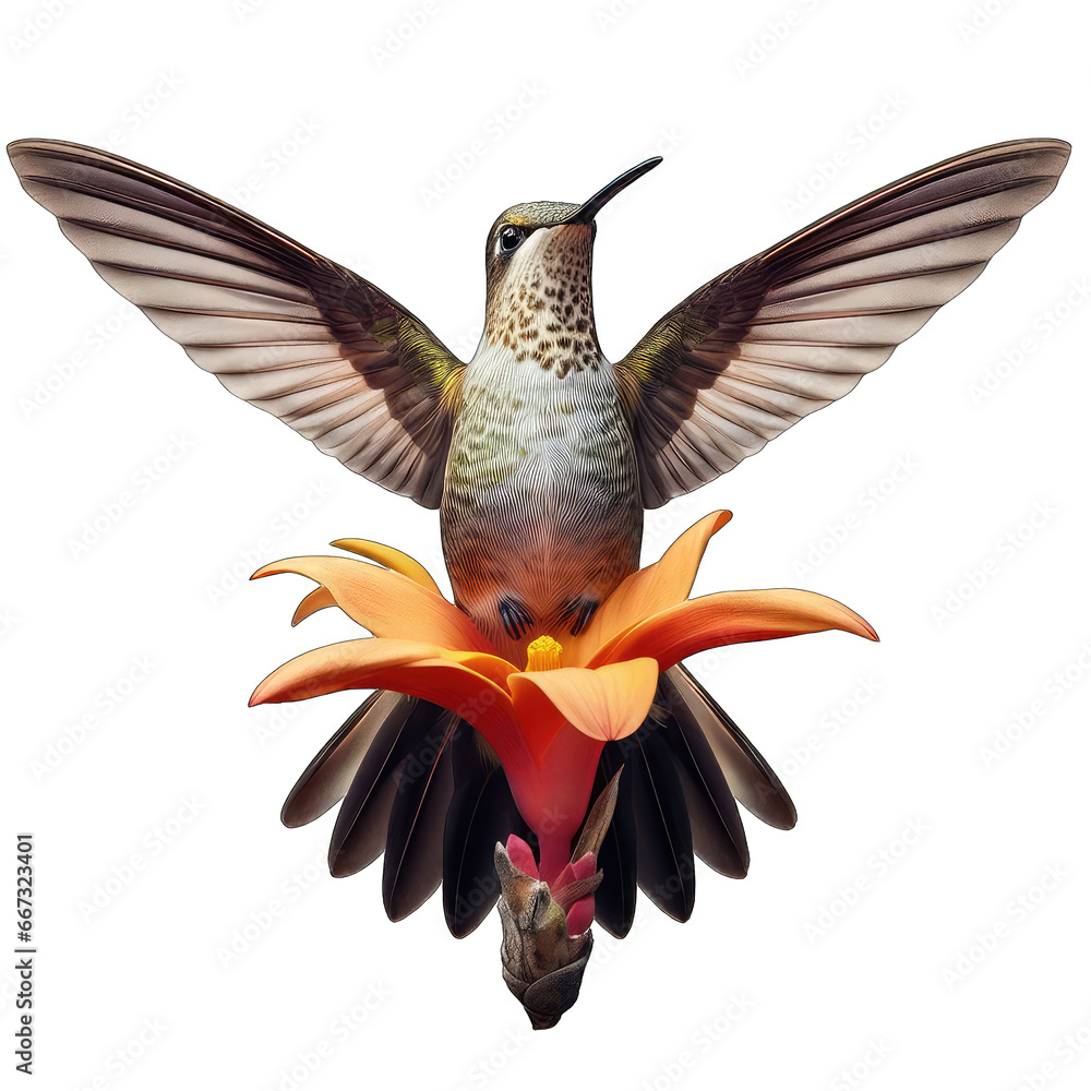 Obraz premium Delicate Hovering Hummingbird Illustration, GENERATIVE AI