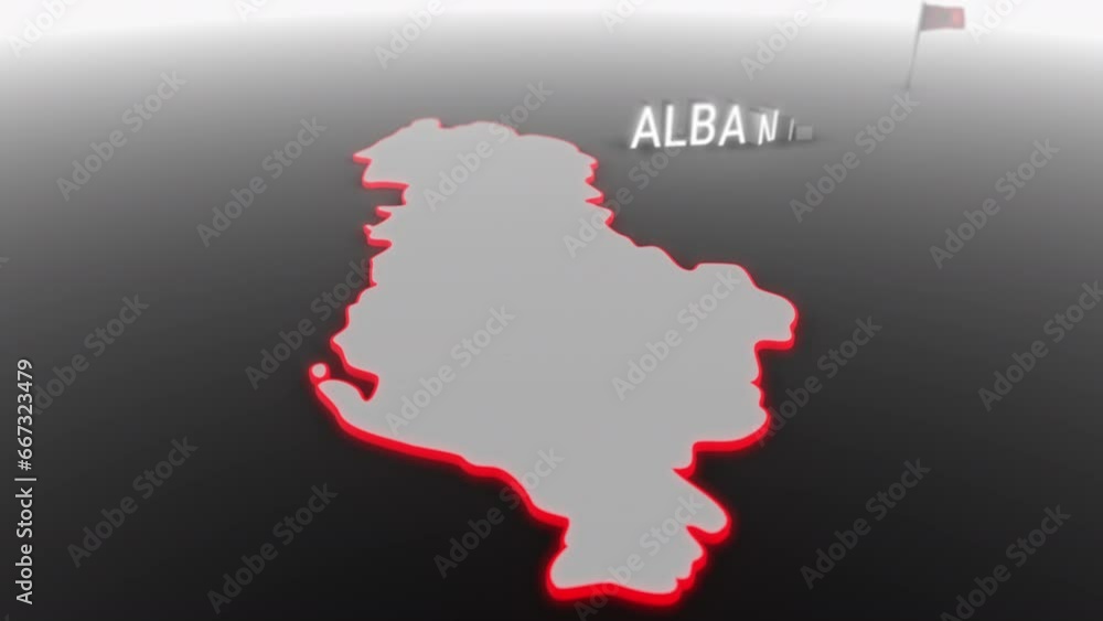 3d animated map of Albania gets hit and fractured by the text “War” 3d animated map of Albania gets hit and fractured by the text “War”