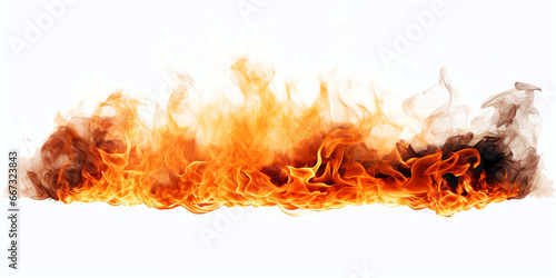 fire flames horizontal element isolated on transparent background