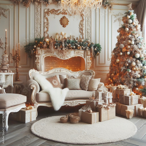 Salón decorado para Navidad photo