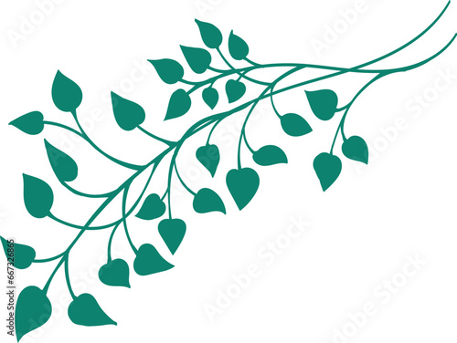 ivy vine silhouette vector; elegant decorative border or corner design element of leaves in pretty layout, vine clip art, transparent png or vector, green plant design element or clip art pattern