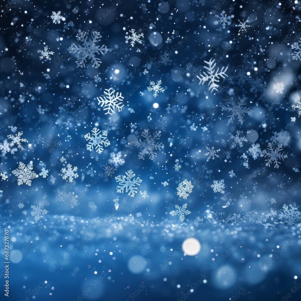 A snowy winter background with falling snowflakes