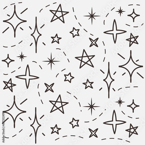 Hand drawn illustration background with star shapes Vector