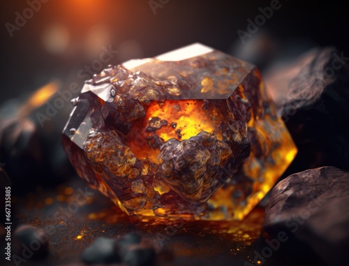 Amber crystal background stone Close up Multicolored gemstone