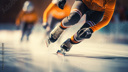 Speed skaters compete on ice, showcasing their agility and speed in thrilling races