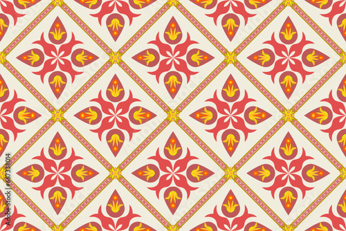 ethnic pattern design, repeat and seamless, geometric and floral element for textile.