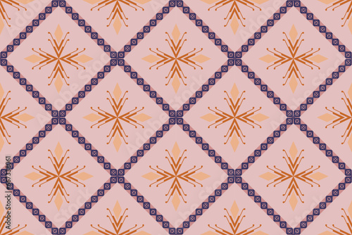 ethnic pattern design, repeat and seamless, geometric and floral element for textile.