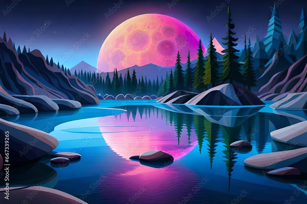 abstract night wallpaper the midnight moon wallpaper, in the style of