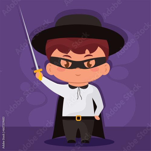 Cute kawaii swordsman costume Halloween season Vector