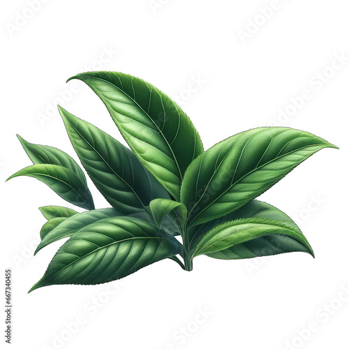Pure Green Tea Leaf Macro Photography, GENERATIVE AI