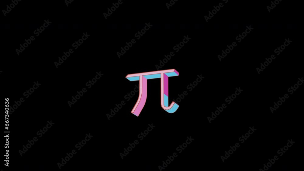 Bright pi icon is jumping merrily. Retro style. Alpha channel black. Looped from frame 120 to 240, Alpha BW at the end Bright pi icon is jumping merrily. Retro style. Alpha channel black. Looped from frame 120 to 240, Alpha BW at the end