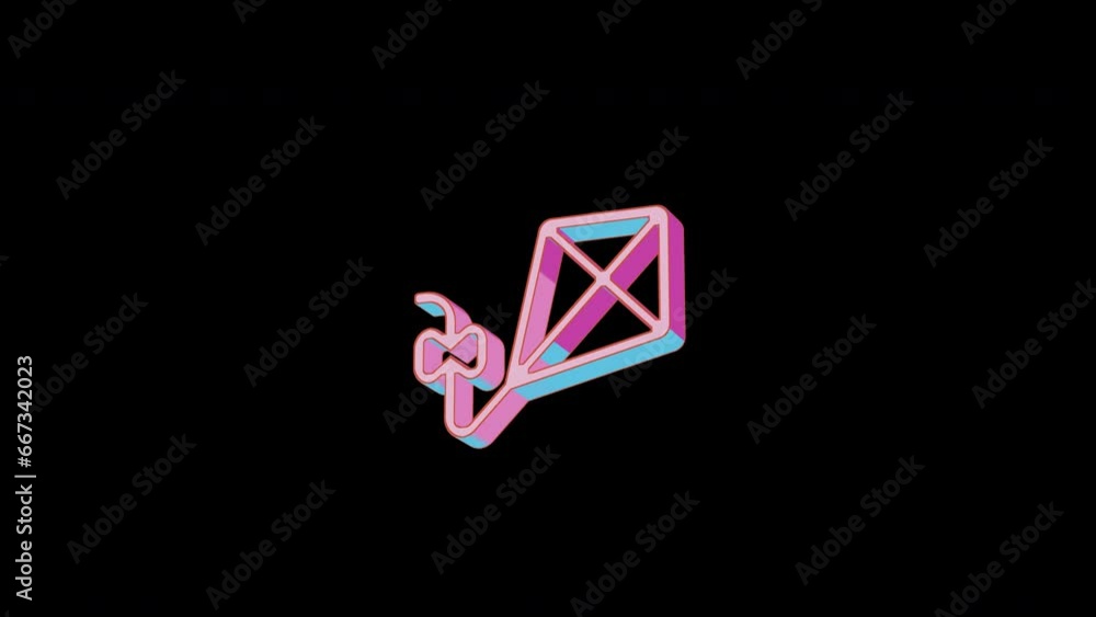 Bright kite icon is jumping merrily. Retro style. Alpha channel black. Looped from frame 120 to 240, Alpha BW at the end Bright kite icon is jumping merrily. Retro style. Alpha channel black. Looped from frame 120 to 240, Alpha BW at the end