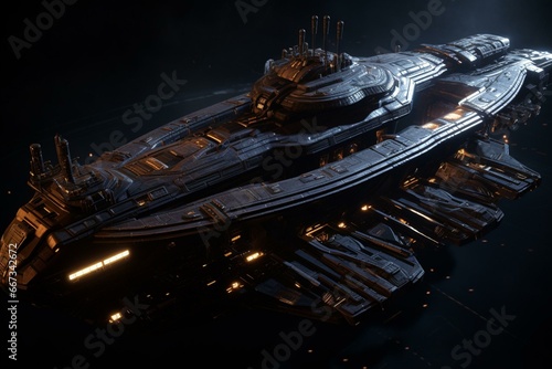 Fototapete The advanced battle cruiser of the solar syndicate's progression