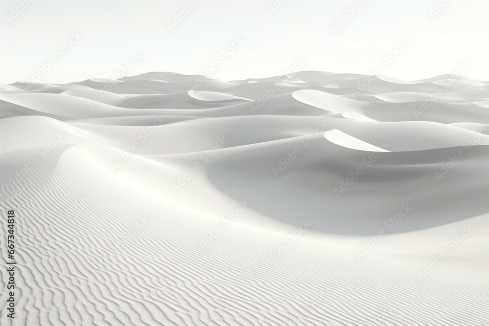 Abstract black and white sand dunes desert landscape in a 3D illustration. Generative AI