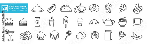 Food and drink icon collection, breakfast, delicious, nutritious, editable and resizable vector icons EPS 10.