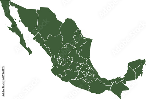vector map of mexico green color photo